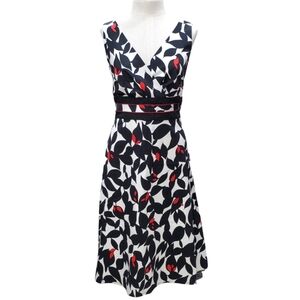 Jolibel Canada dress women's size 12 black white red leafy fit and flare